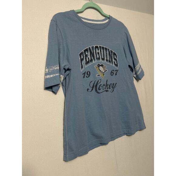 Pittsburgh Penguins Women's Tee Light Blue Short Sleeve 100% Cotton Top Size XL - Picture 4 of 10